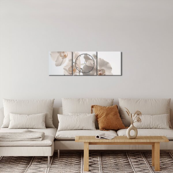 Fehér orchidea képe (órával) (90x30 cm)