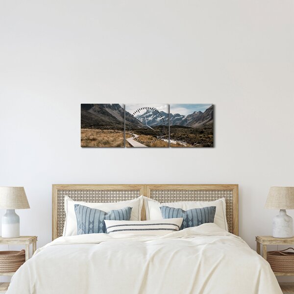 Kép - Sétány a hegységben Mt. Cook (órával) (90x30 cm)