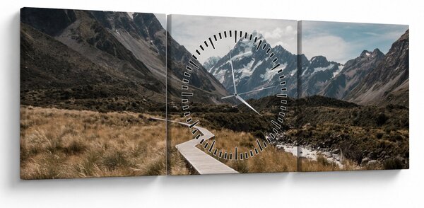Kép - Sétány a hegységben Mt. Cook (órával) (90x30 cm)