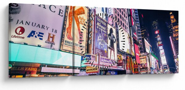 Kép - New York Theater District (órával) (90x30 cm)