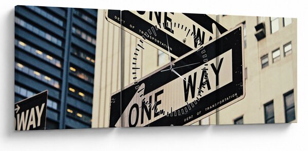 Kép - New York ONE WAY (órával) (90x30 cm)