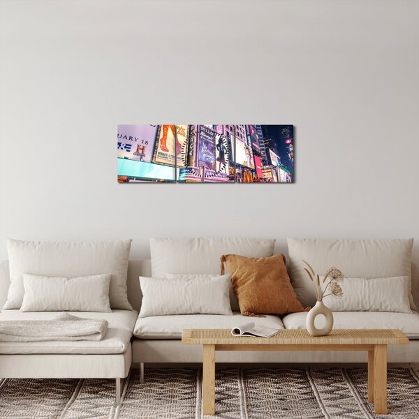 Kép - New York Theater District (órával) (90x30 cm)