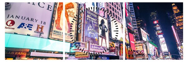 Kép - New York Theater District (órával) (90x30 cm)