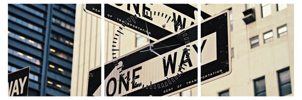 Kép - New York ONE WAY (órával) (90x30 cm)