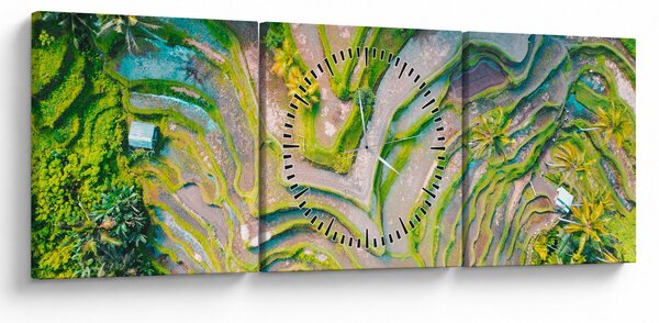 A rizsföldek képe madártávlatból (órával) (90x30 cm)