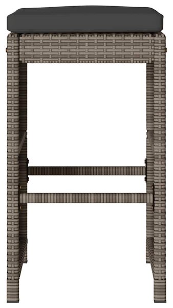 2 db szürke polyrattan kerti bárszék párnával