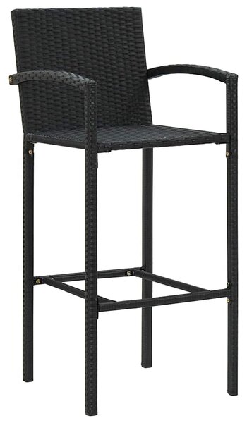 3 részes fekete polyrattan kerti bárszett