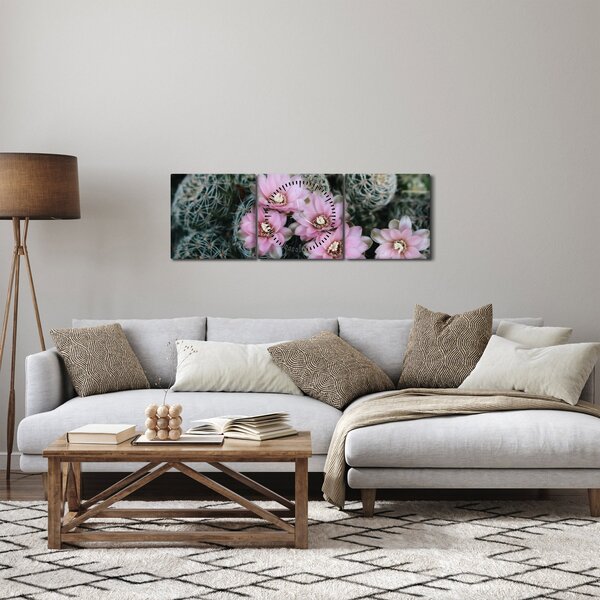 Kaktusz virágának képe (órával) (90x30 cm)