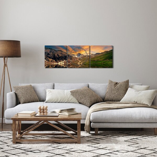 Kép - Visszaverődés a hegyi tóban (órával) (90x30 cm)