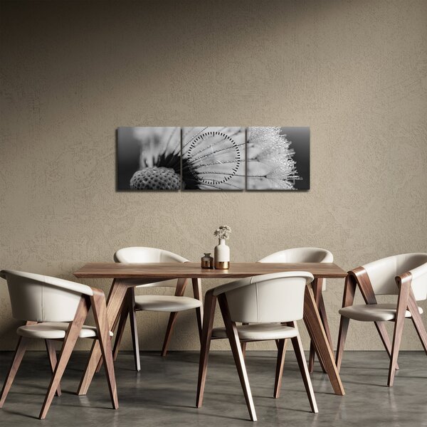 Pitypang képe - fekete fehér (órával) (90x30 cm)