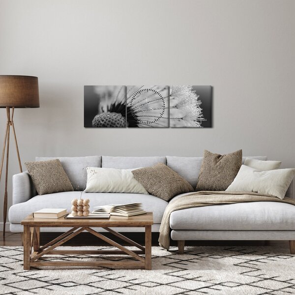 Pitypang képe - fekete fehér (órával) (90x30 cm)
