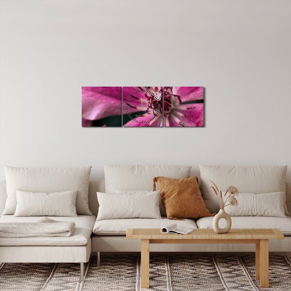 Rózsaszín flamingóvirág képe (órával) (90x30 cm)