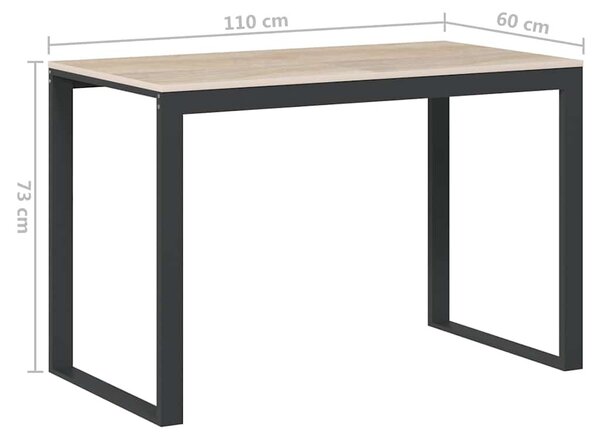Fekete-tölgyszínű forgácslap számítógépasztal 110 x 60 x 73 cm