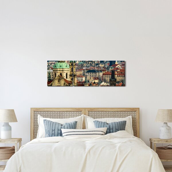 Kép - Prágai panoráma (órával) (90x30 cm)