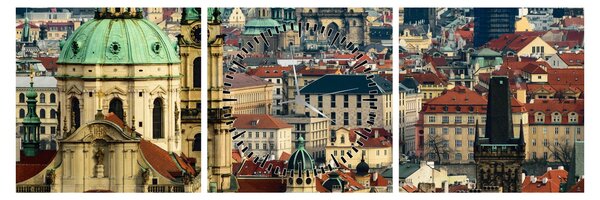 Kép - Prágai panoráma (órával) (90x30 cm)