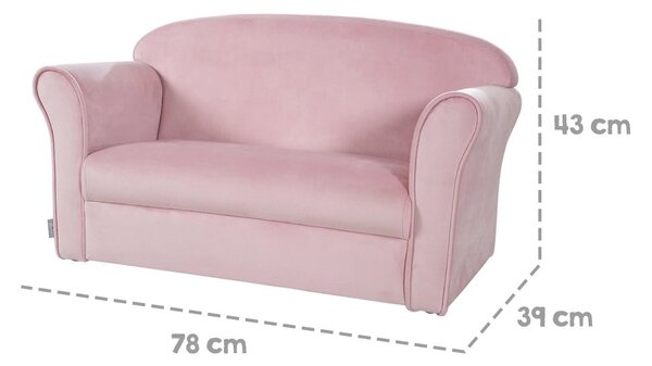 Világos rózsaszín bársony gyerek kanapé 78 cm Lil Sofa – Roba