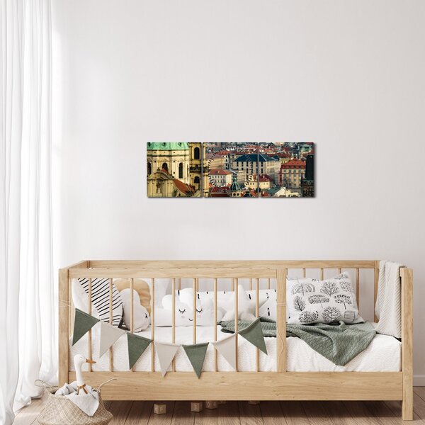 Kép - Prágai panoráma (órával) (90x30 cm)