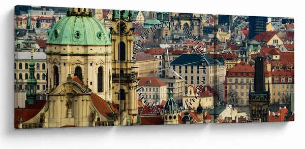 Kép - Prágai panoráma (órával) (90x30 cm)