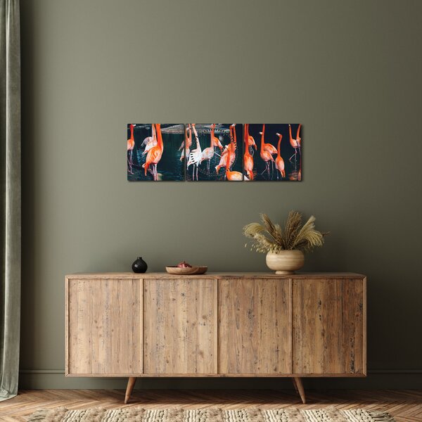 Flamingók csordája (órával) (90x30 cm)