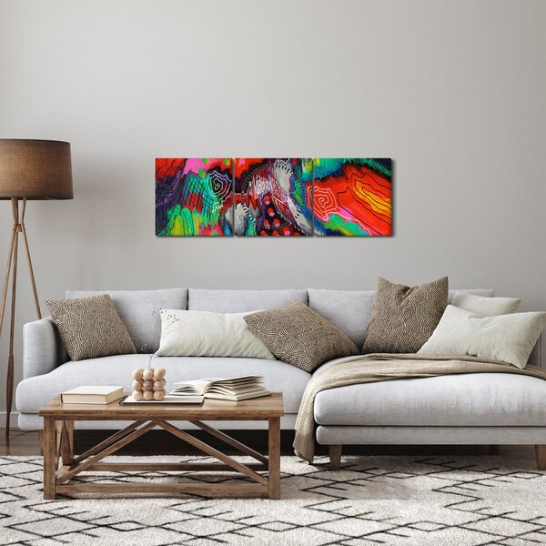 Absztrakt kép - színek (órával) (90x30 cm)