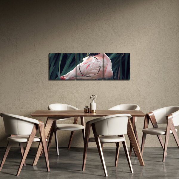 Kép - Flamingó (órával) (90x30 cm)