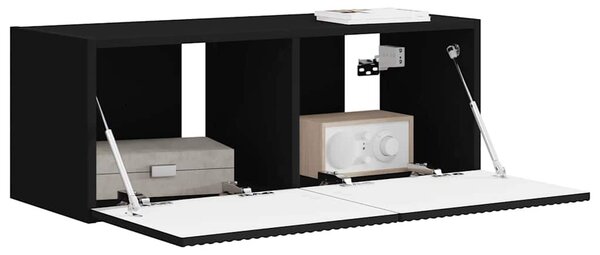 TV Fali Szekrény 78,5 x 31 x 29,5 cm Fekete Szerelt Fa