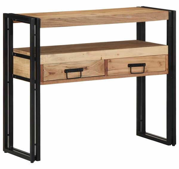 Konzolasztal fiókkal Barna 90 x 33 x 75 cm Tömör Akácfa