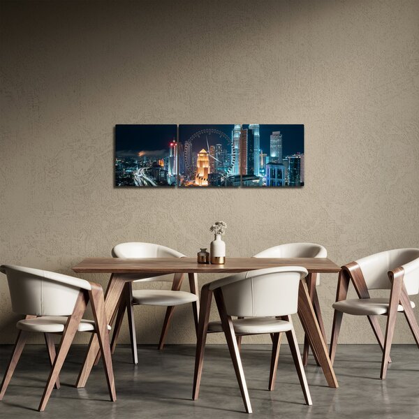 Kép - Éjszaka Kuala Lumpurban (órával) (90x30 cm)