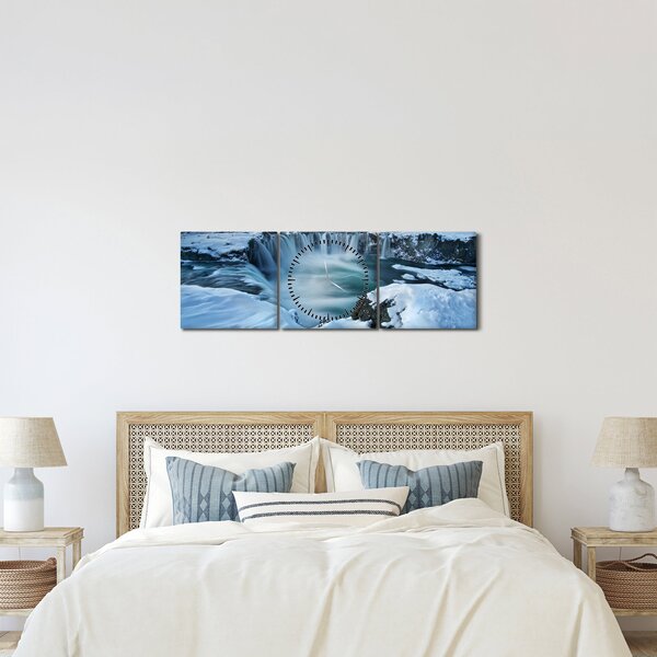 Kép - Istenek vízesése, Izland (órával) (90x30 cm)
