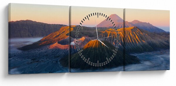 Kép a Bromo-hegyről Indonéziában (órával) (90x30 cm)