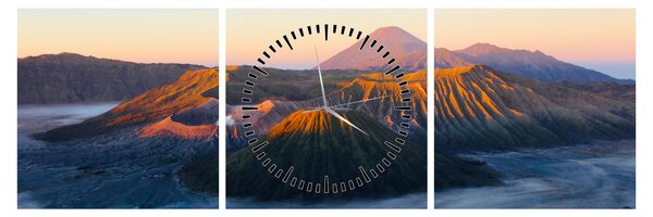 Kép a Bromo-hegyről Indonéziában (órával) (90x30 cm)