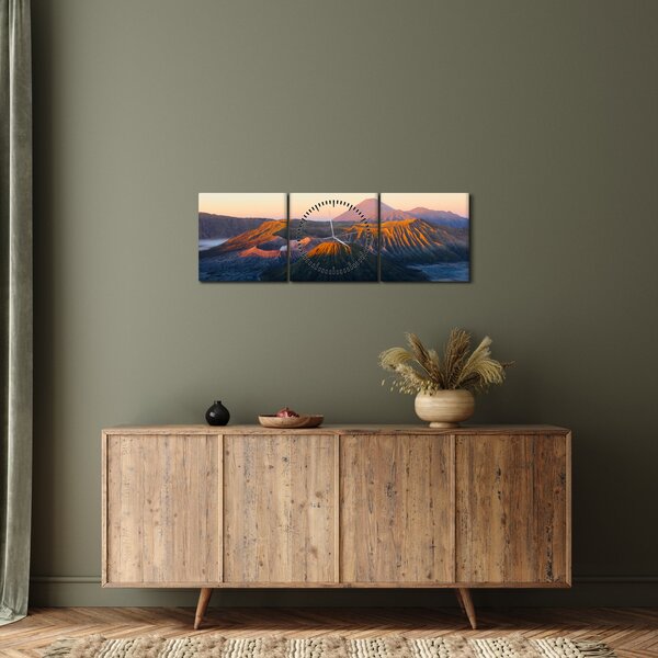 Kép a Bromo-hegyről Indonéziában (órával) (90x30 cm)