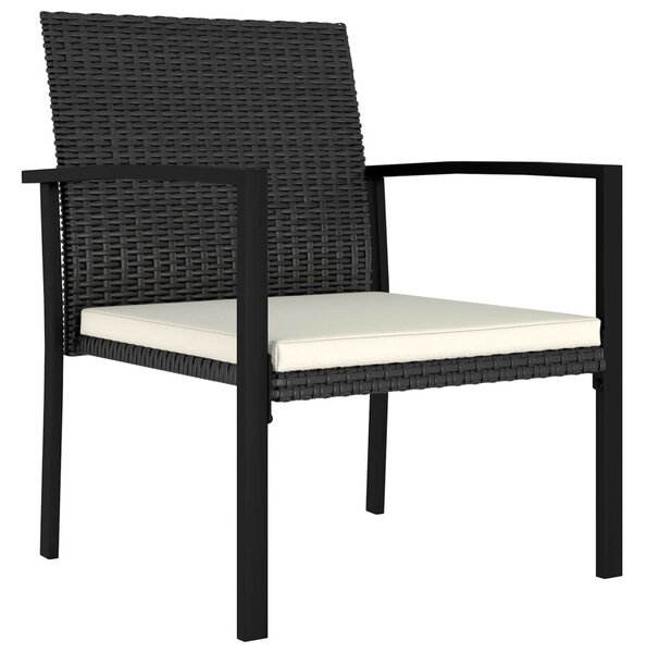 5 részes fekete polyrattan kerti étkezőgarnitúra