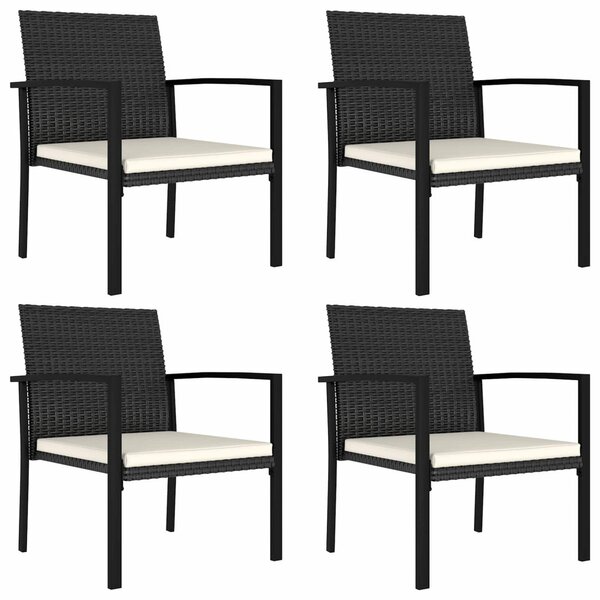 5 részes fekete polyrattan kerti étkezőgarnitúra