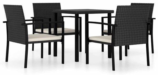 5 részes fekete polyrattan kerti étkezőgarnitúra