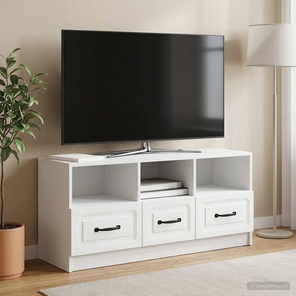 TV szekrény fiókkal Fehér 102 x 34,5 x 47 cm Szerelt Fa