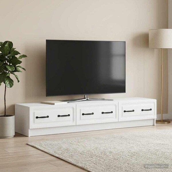 TV szekrény fiókkal Fehér 147 x 34,5 x 27 cm Szerelt Fa