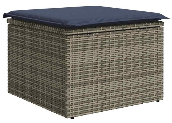 7 részes szürke polyrattan kerti ülőgarnitúra párnákkal