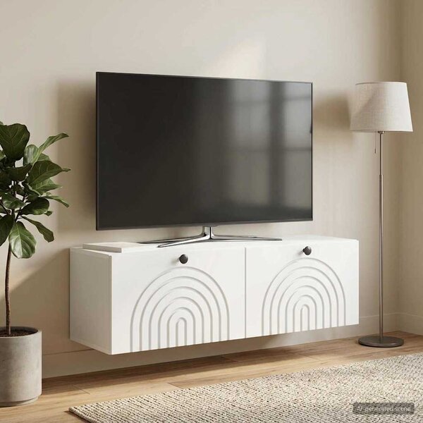 Fali TV szekrény Fehér 98 x 31 x 30 cm Szerelt Fa