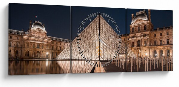 Kép - Louvre éjjel (órával) (90x30 cm)