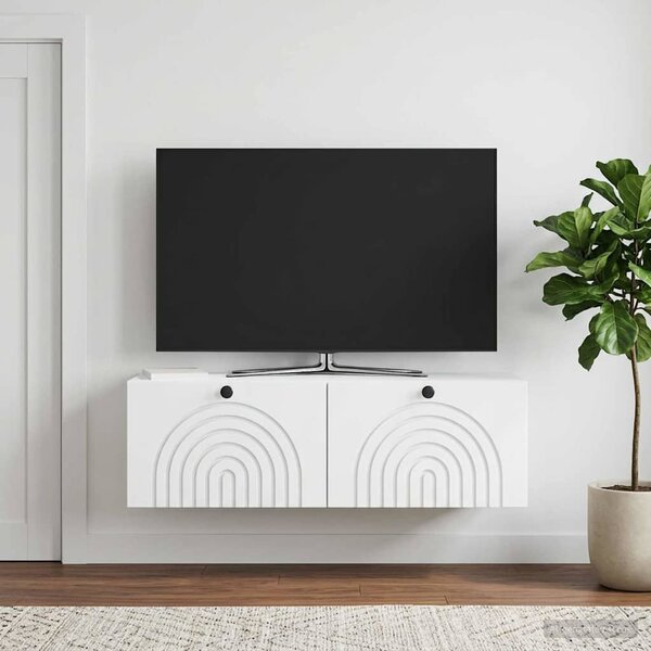 Fali TV szekrény Fehér 98 x 31 x 30 cm Szerelt Fa