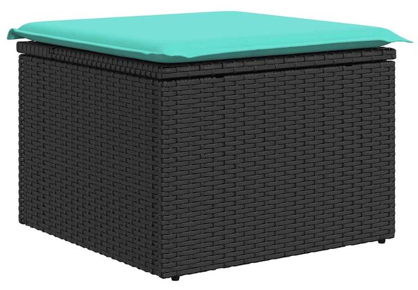 7 részes fekete polyrattan kerti ülőgarnitúra párnával