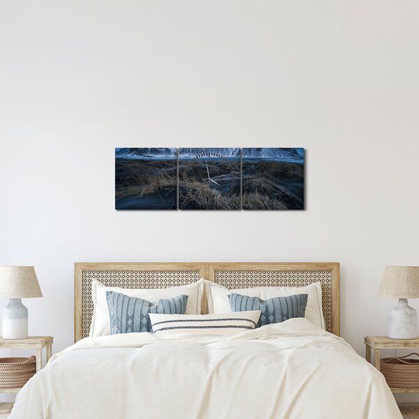 Kép az izlandi csúcsokról (órával) (90x30 cm)