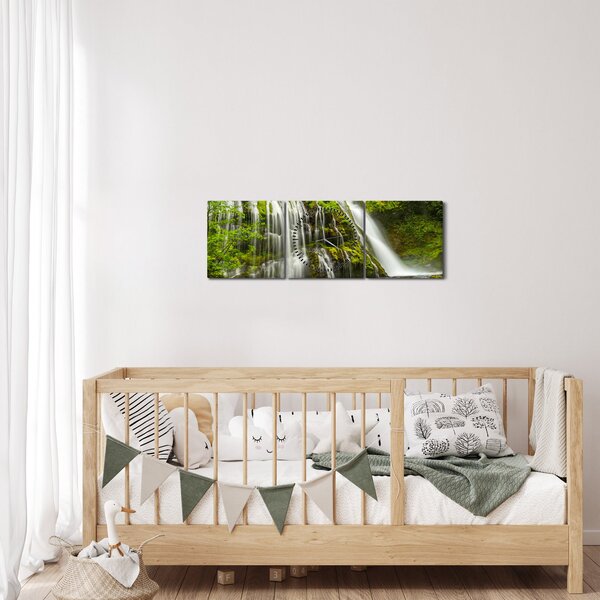 Kép - Vízesés, Wind River Valley (órával) (90x30 cm)