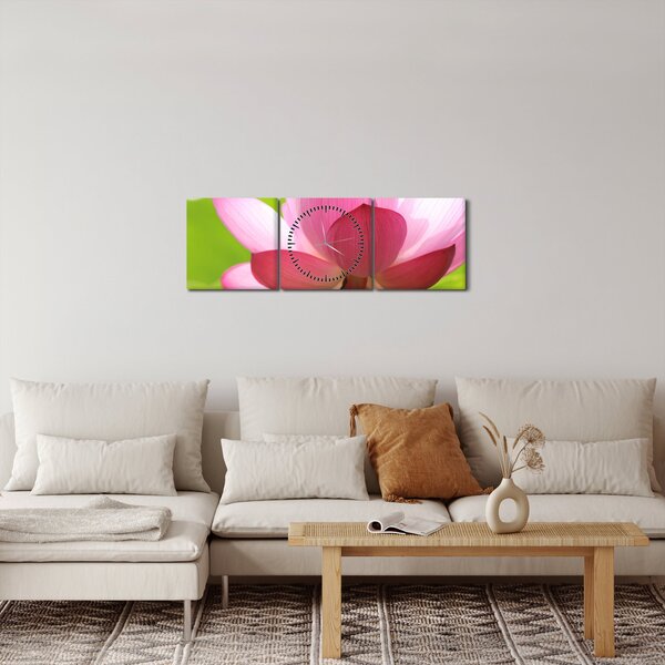 Lótuszvirág kép (órával) (90x30 cm)