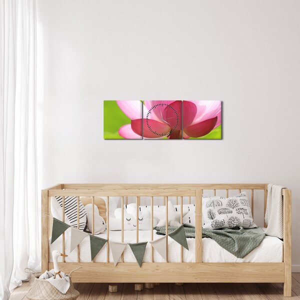 Lótuszvirág kép (órával) (90x30 cm)
