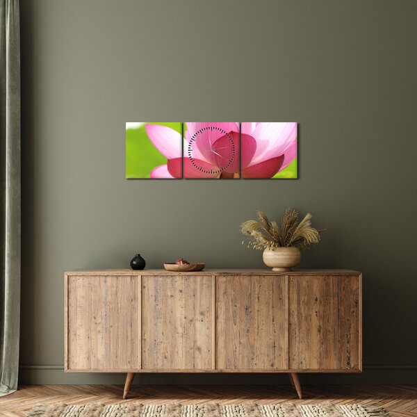 Lótuszvirág kép (órával) (90x30 cm)