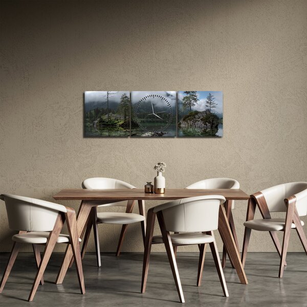 Fák a tóban képe (órával) (90x30 cm)
