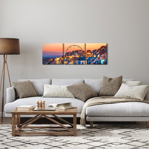 Kép - Santorini alkonyatkor (órával) (90x30 cm)