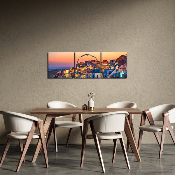Kép - Santorini alkonyatkor (órával) (90x30 cm)